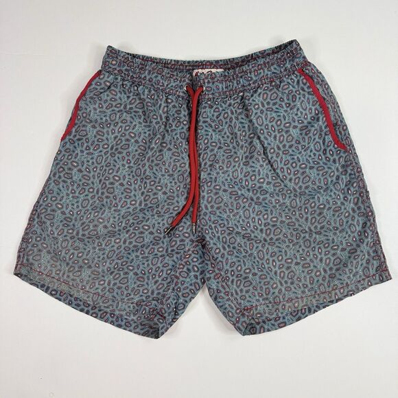 Mr Swim Mens Pattern Board Shorts Swim Trunks Blue Red Size‎ M - Picture 1 of 6